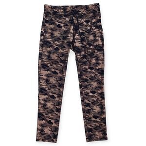 Bevy Flog Shely Camo Jogger Pants Womens 28 Navy Bronze Metallic Elastic Waist